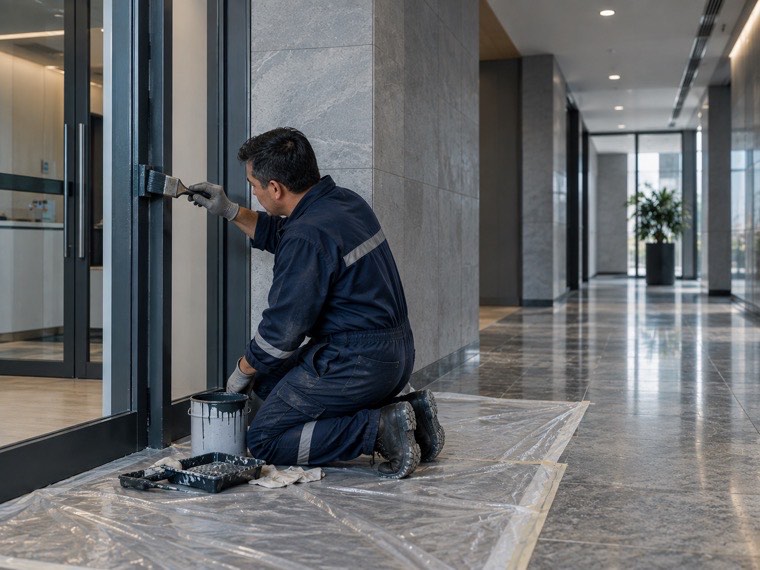 Maestro realizando una mantención en una instalación